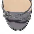 Jimmy Choo ElaineLight Anthracite Lame Glitter Strappy Sandals