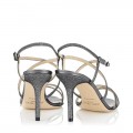 Jimmy Choo ElaineLight Anthracite Lame Glitter Strappy Sandals