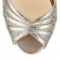 Jimmy Choo Kafta Champagne Glitter Fabric Platform Sandal