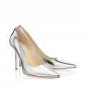 Jimmy Choo Abel Silver Mirror Leather Pointy Toe Pumps