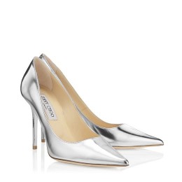 Jimmy Choo Abel Silver Mirror Leather Pointy Toe Pumps