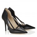 Jimmy Choo Maple Black Nappa and Patent Pointy Toe Pumps