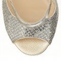 Jimmy Choo Kelsey Champagne Glitter Fabric Open Toe Sandals
