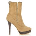 Jimmy Choo Trixie Suede Shearling Ankle Boots Tan