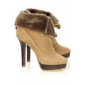 Jimmy Choo Trixie Suede Shearling Ankle Boots Tan