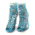 Jimmy Choo Quito Embossed Leather Ankle Blue boots