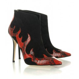 Jimmy Choo Grand Suede Ankle Boots Black/Red