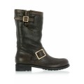 Jimmy Choo Textured Leather Biker Boots Brown