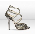 Jimmy Choo Falcon 110mm Anthracite Crystal Mesh Sandals