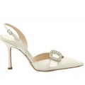 Jimmy Choo Diamante Pointed Slingback Bridal Shoes White