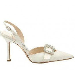 Jimmy Choo Diamante Pointed Slingback Bridal Shoes White