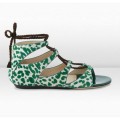Jimmy Choo Ginny Green Exclusive Leopard Print Flat Sandals