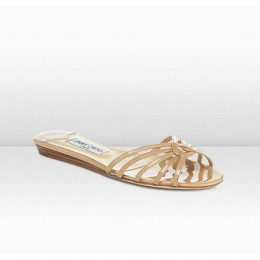 Jimmy Choo Gilda Nude Patent Leather Slippers