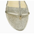 Jimmy Choo Fiona Champagne Glitter Leather Flat Sandals