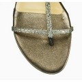 Jimmy Choo Fiona Champagne Glitter Fabric Flat Sandals