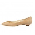 Jimmy Choo Square Toe Patent Leather Flats Nude