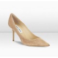 Jimmy Choo Agnes 85mm Nude Suede Pointy Toe Pumps