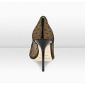 Jimmy Choo Barb 100mm Black Lace and Nude Mesh Pointy Toe Pumps