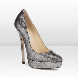 Jimmy Choo Eros 145mm Anthracite Glitter Fabric Shoes