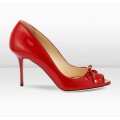 Jimmy Choo Oona 85mm Red Patent Leather Peep Toe Pumps