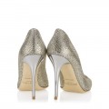 Jimmy Choo Capri Champagne Nude and Silver Pointy Toe Pumps
