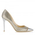 Jimmy Choo Capri Champagne Nude and Silver Pointy Toe Pumps