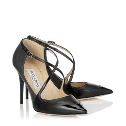 Jimmy Choo Mallow Asphalt Leather and Black Patent Leather Pointy Toes