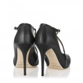 Jimmy Choo Mallow Asphalt Leather and Black Patent Leather Pointy Toes