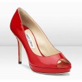 Jimmy Choo The Perfect Patent Peep Toe Shoe Red