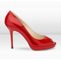 Jimmy Choo The Perfect Patent Peep Toe Shoe Red