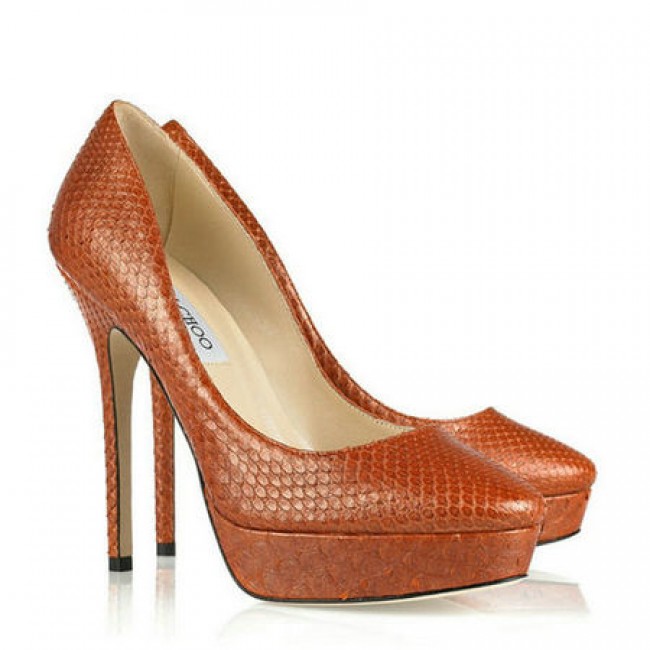 Jimmy Choo Cosmic Python Lether Pumps Rust Brown
