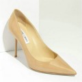 Jimmy Choo Abel Patent leather Pointed Pumps Nude Shoes