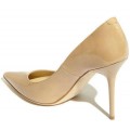 Jimmy Choo Abel Patent leather Pointed Pumps Nude Shoes