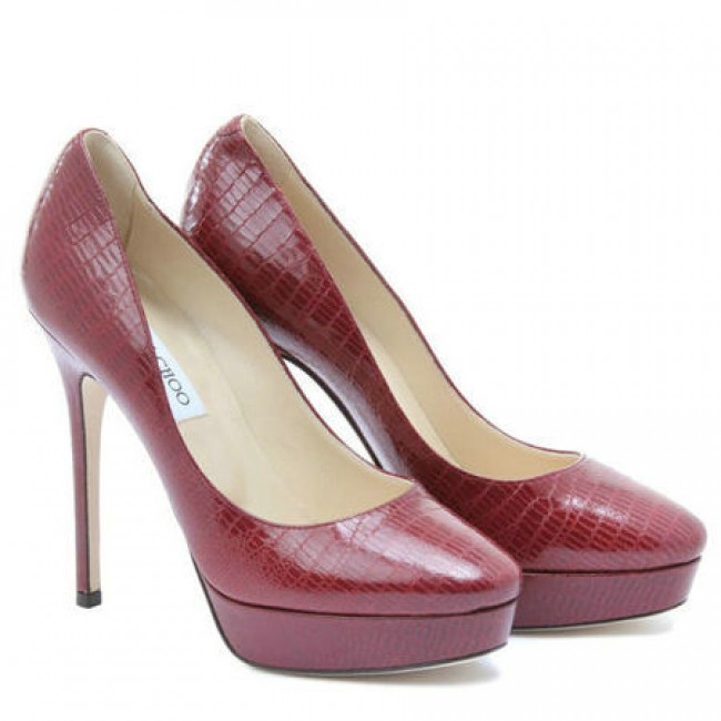 Jimmy Choo Cosmic Embossed Leather Pumps Red