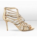 Jimmy Choo Vicky 85mm Metallic Mirror Leather Strappy Sandals