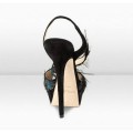 Jimmy Choo ICONS 145mm Black Marlene Feather Platform Sandals