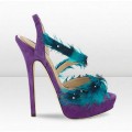 Jimmy Choo ICONS 145mm Violet Marlene Feather Platform Sandals