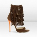 Jimmy Choo ICONS 120mm Brown Orange Raquel Fringed Suede Sandals