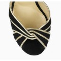 Jimmy Choo Kai 100mm Black Gold Suede and Glitter Platform Sandals