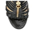 Jimmy Choo Glenys 120mm Black Elaphe Snakeskin Zip Gladiator Sandals