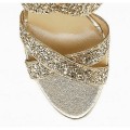 Jimmy Choo Vamp 120mm Champagne Coarse Glitter Platform Sandals