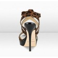 Jimmy Choo Vamp 120mm Camel Leopard Print Pony Platform Sandals