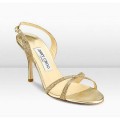 Jimmy Choo India 85mm Gold Glitter Fabric Evening Sandals