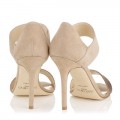 Jimmy Choo Tallow Nude Suede and Fine Glitter Evening Sandals