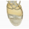 Jimmy Choo Lance Glitter Leather Metallic Strappy Evening Sandals