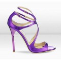 Jimmy Choo Lance Mirror Leather Strappy Evening Sandals Violet