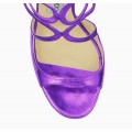 Jimmy Choo Lance Mirror Leather Strappy Evening Sandals Violet