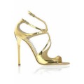 Jimmy Choo Lance Mirrored Leather Sandals Gold