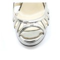 Jimmy Choo Keenan Python Platform Silver Sandals