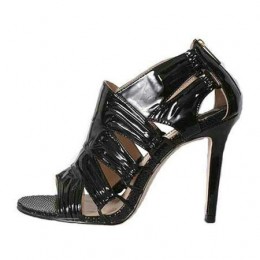 Jimmy Choo North Patented Leather Black Sandals